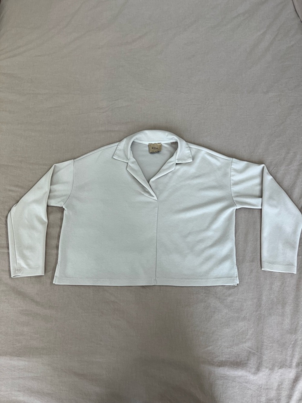 Elie Tahari White Collared Long Sleeve Top - Size S